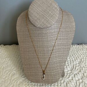 Gold Tone Stainless Steel initial Pendant necklace Letter J